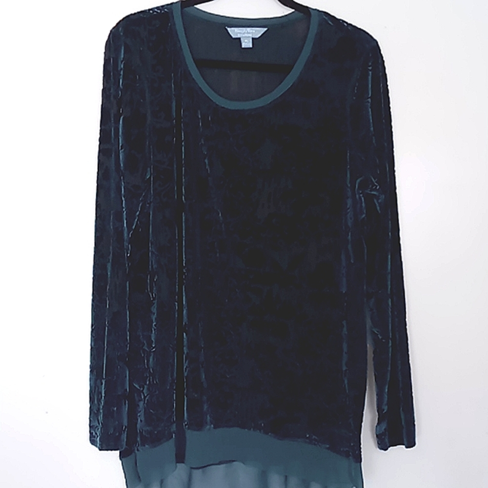 Vera Wang burnout poly velvet tunic